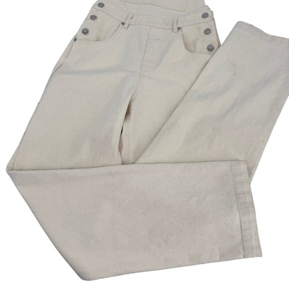 Steve Madden Cobra Adjustable High Rise Jeans Overall Jumpsuit Cream Size XS - Picture 5 of 8